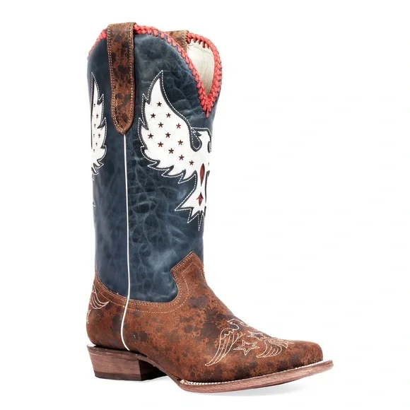 J.B. Dillon Reserve Morning Glory Cowboy Boots with Eagle Motif - Picture 3 of 16